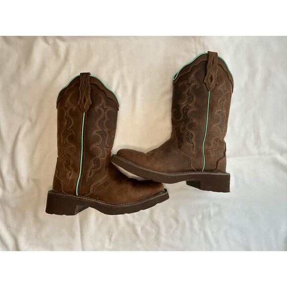 Women's Justin Gypsy Square Toe Boots Size 7B Brown/Turquoise Great Condition - Picture 6 of 9